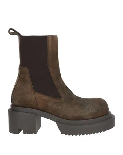 Rick Owens Man Ankle Boots Dark Brown Size 8 Leather