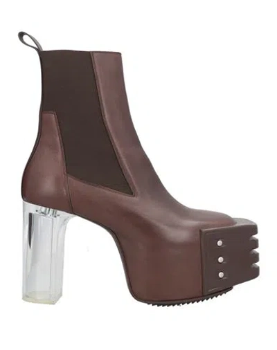 Rick Owens Man Ankle Boots Dark Brown Size 9 Leather