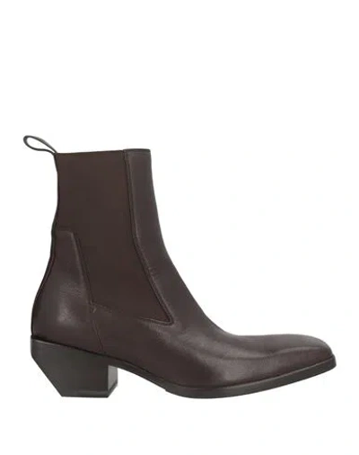 Rick Owens Man Ankle Boots Dark Brown Size 9 Leather