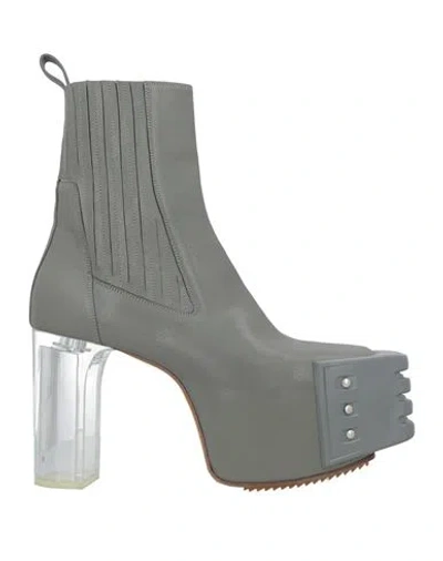 Rick Owens Man Ankle Boots Grey Size 11 Leather In Gray