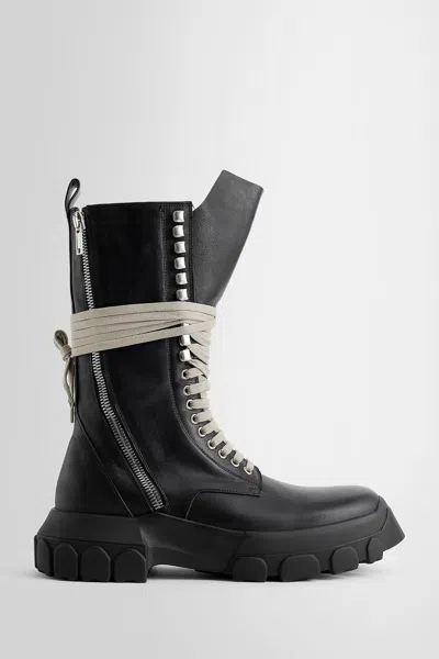 Rick Owens Black Army Tractor Leather Boots