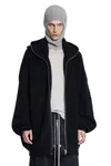 Rick Owens Hooded Wool Cardigan In Black