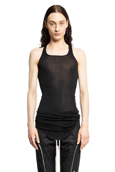 Rick Owens Basic Rib Tank In Mini Rib Jersey In Black