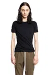 Rick Owens Double Ss Cotton T-shirt Draped Effect In Black