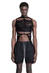 Rick Owens Black Mesh Tank Top In Black