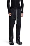 Rick Owens Black Track Pants With Oversized Drawstring In Wool Man In Black
