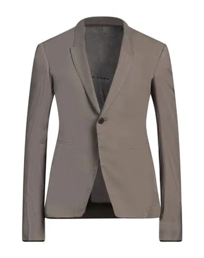 Rick Owens Man Blazer Khaki Size 38 Cotton In Beige