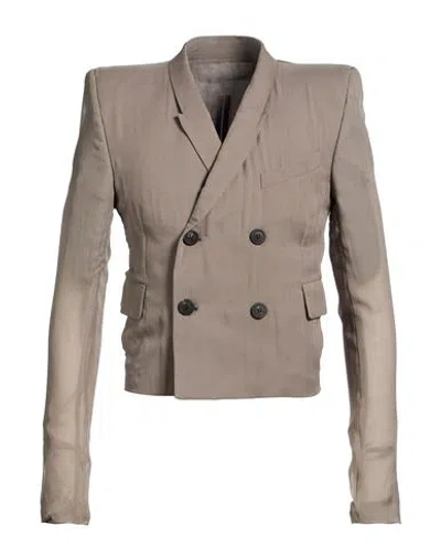 Rick Owens Man Blazer Taupe Size 40 Silk In Brown