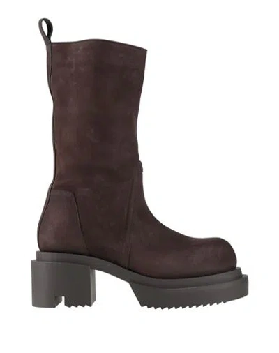 Rick Owens Man Boot Dark Brown Size 9 Calfskin In Animal Print