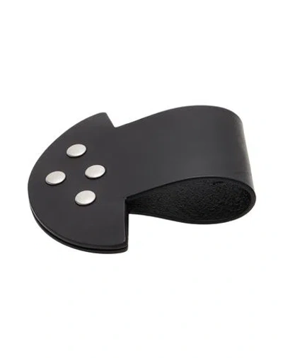 Rick Owens Man Bracelet Black Size - Bull Skin, Stainless Steel