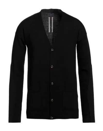Rick Owens Man Cardigan Black Size S Virgin Wool, Cotton