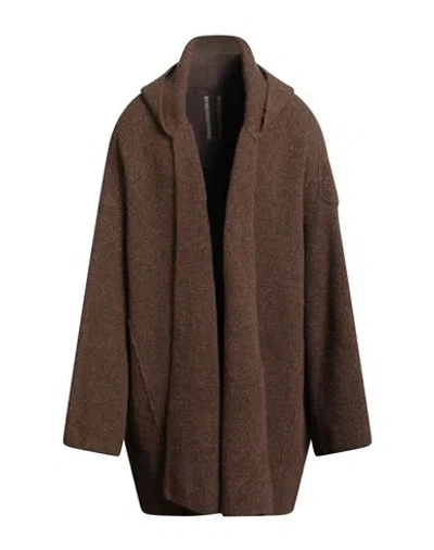 Rick Owens Man Cardigan Dark Brown Size L Alpaca Wool, Polyamide, Wool, Elastane