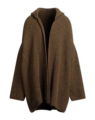 Rick Owens Man Cardigan Mustard Size L Alpaca Wool, Polyamide, Wool, Elastane In Brown