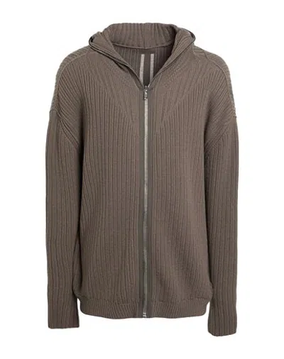 Rick Owens Man Cardigan Taupe Size M Virgin Wool In Brown