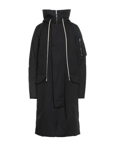 Rick Owens Man Coat Black Size 40 Cotton, Elastane In Blue