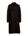 Rick Owens New Bell Virgin Wool Coat In Brown