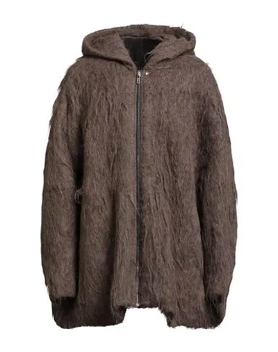 Rick Owens Man Coat Khaki Size 36 Alpaca Wool, Silk In Brown