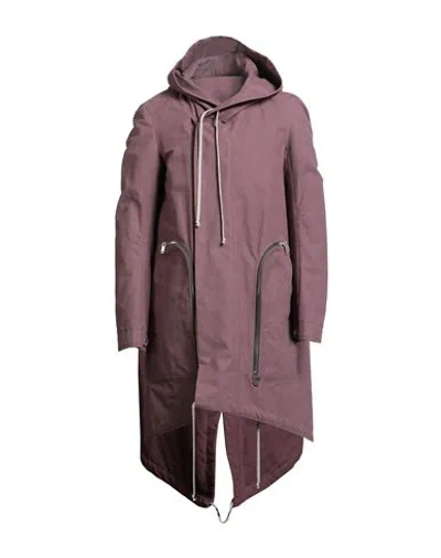Rick Owens Man Coat Mauve Size 40 Cotton, Calfskin In Pink