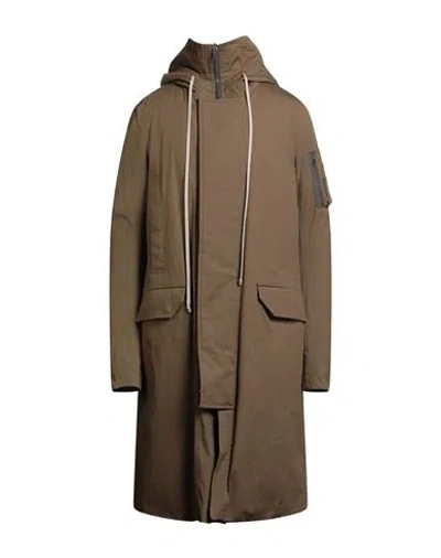 RICK OWENS RICK OWENS MAN COAT MILITARY GREEN SIZE 38 COTTON, ELASTANE