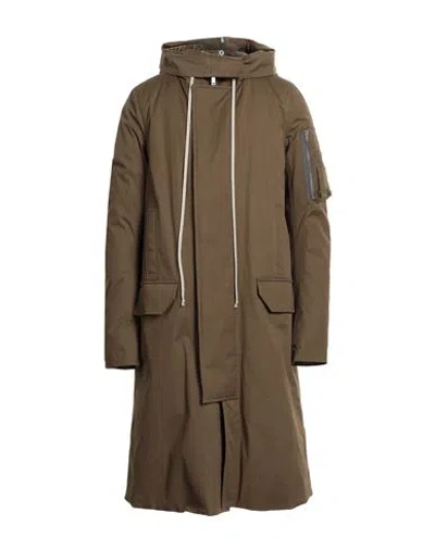Rick Owens Man Coat Military Green Size 40 Cotton, Elastane