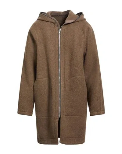 Rick Owens Man Coat Taupe Size 36 Wool, Alpaca Wool In Brown