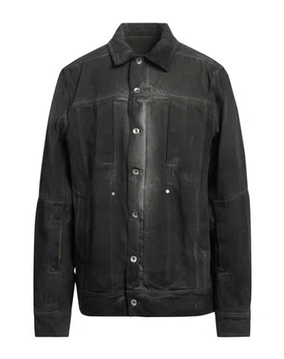 Rick Owens Man Denim Outerwear Charcoal Size 40 Cotton In Grey