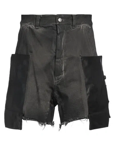 Rick Owens Man Denim Shorts Black Size 32 Cotton, Elastomultiester, Rubber