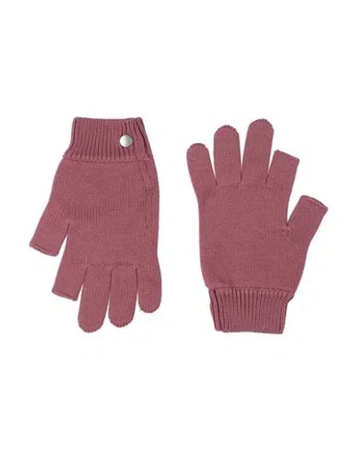 Rick Owens Man Gloves Antique Rose Size Onesize Virgin Wool In Pink