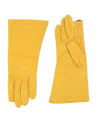 Rick Owens Man Gloves Yellow Size 8.5 Lambskin