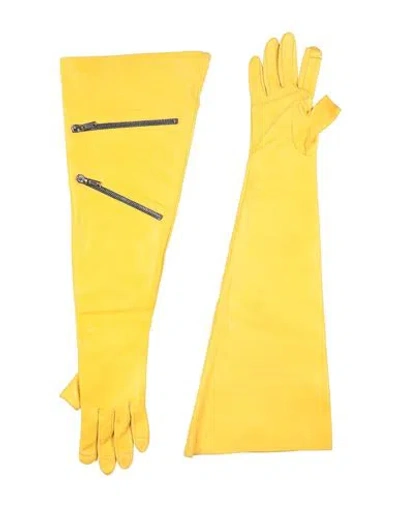 Rick Owens Man Gloves Yellow Size 8.5 Lambskin