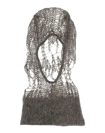 Rick Owens Man Hat Charcoal Size Onesize Polyamide, Mohair Wool, Wool In Black