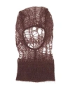 Rick Owens Man Hat Chocolate Brown Size Onesize Polyamide, Mohair Wool, Wool In Burgundy