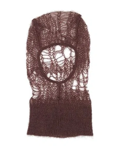 Rick Owens Man Hat Chocolate Brown Size Onesize Polyamide, Mohair Wool, Wool In Burgundy