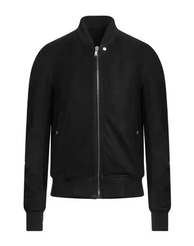 Rick Owens Man Jacket Black Size 46 Cow Leather, Wool