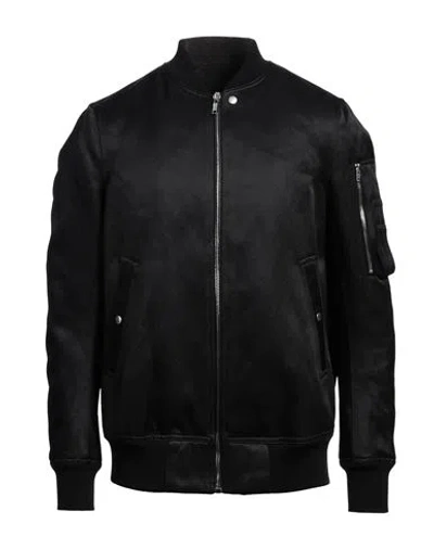 RICK OWENS RICK OWENS MAN JACKET BLACK SIZE 38 COTTON, SILK, VIRGIN WOOL
