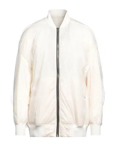 Rick Owens Man Jacket Cream Size 36 Polyester, Viscose In White