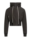 Rick Owens Man Jacket Dark Brown Size 38 Polyester, Virgin Wool In Black