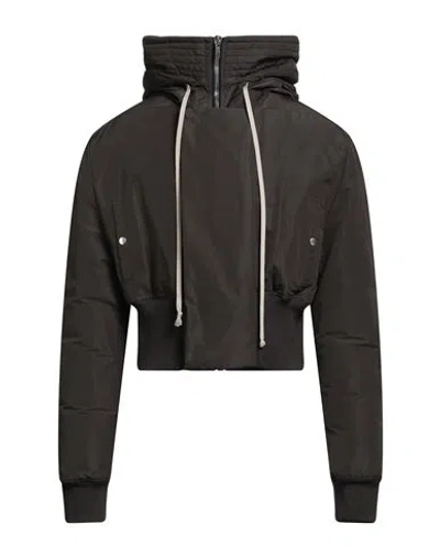 Rick Owens Man Jacket Dark Brown Size 38 Polyester, Virgin Wool In Black