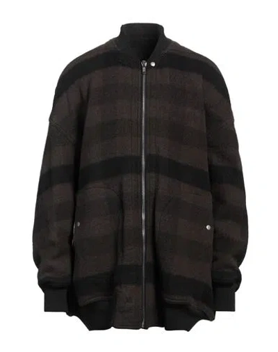 Rick Owens Man Jacket Dark Brown Size 42 Wool, Alpaca Wool
