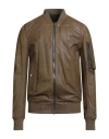 Rick Owens Man Jacket Military Green Size 38 Lambskin In Brown