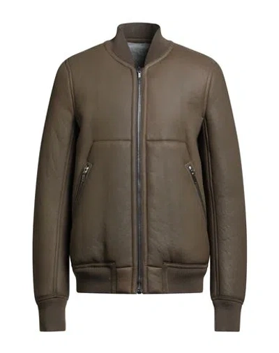 Rick Owens Man Jacket Military Green Size 38 Lambskin In Brown