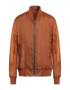 Rick Owens Man Jacket Rust Size 44 Cupro, Cotton In Red