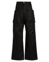Rick Owens Stefan Flared Grain De Poudre Wool Cargo Trousers In Black