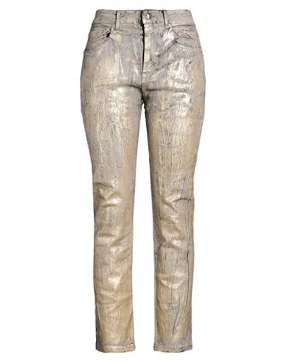 Rick Owens Man Jeans Gold Size 28 Cotton, Elastomultiester, Natural Rubber