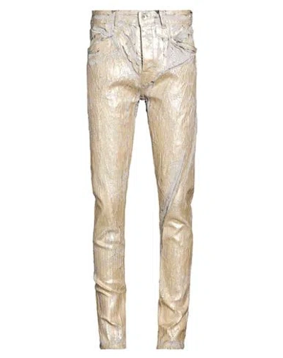 Rick Owens Man Jeans Gold Size 36 Cotton, Elastane