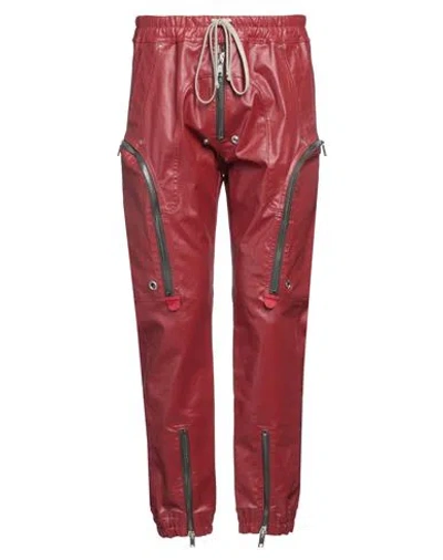 Rick Owens Man Jeans Red Size 34 Cotton, Elastomultiester, Rubber, Elastane, Calfskin