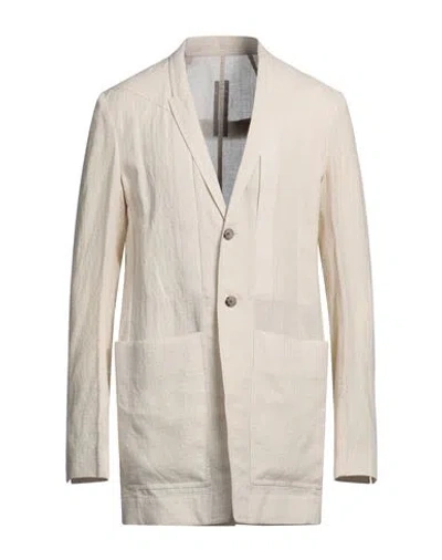 Rick Owens Man Overcoat & Trench Coat Cream Size 40 Linen, Wool In White