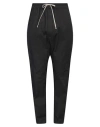 Rick Owens Black Drop-crotched Track Pants With Drawstring In Stretch Cotton Man In Black