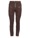 Rick Owens Purple Easy Strobe Leather Cargo Pants In Brown
