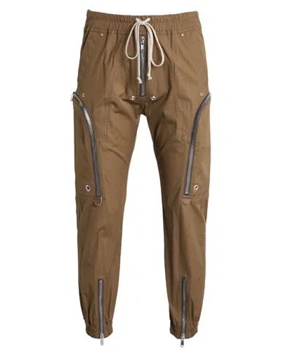 Rick Owens Man Pants Khaki Size 32 Cotton, Elastane In Brown